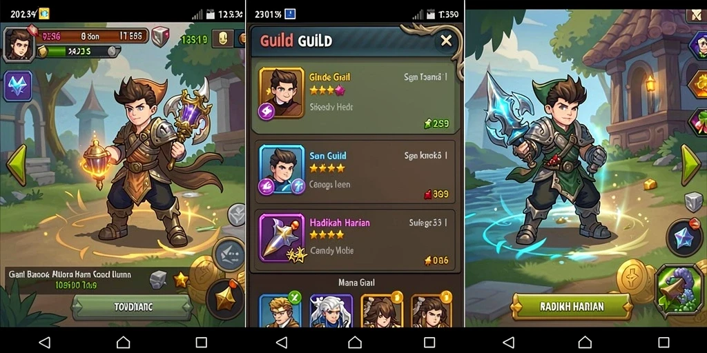 Pemandangan level yang fantastis dan penuh warna.